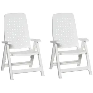 Best 2 Piece Folding Dining Chairs w/ 4-Position Backrest for Outdoor Events, Camping