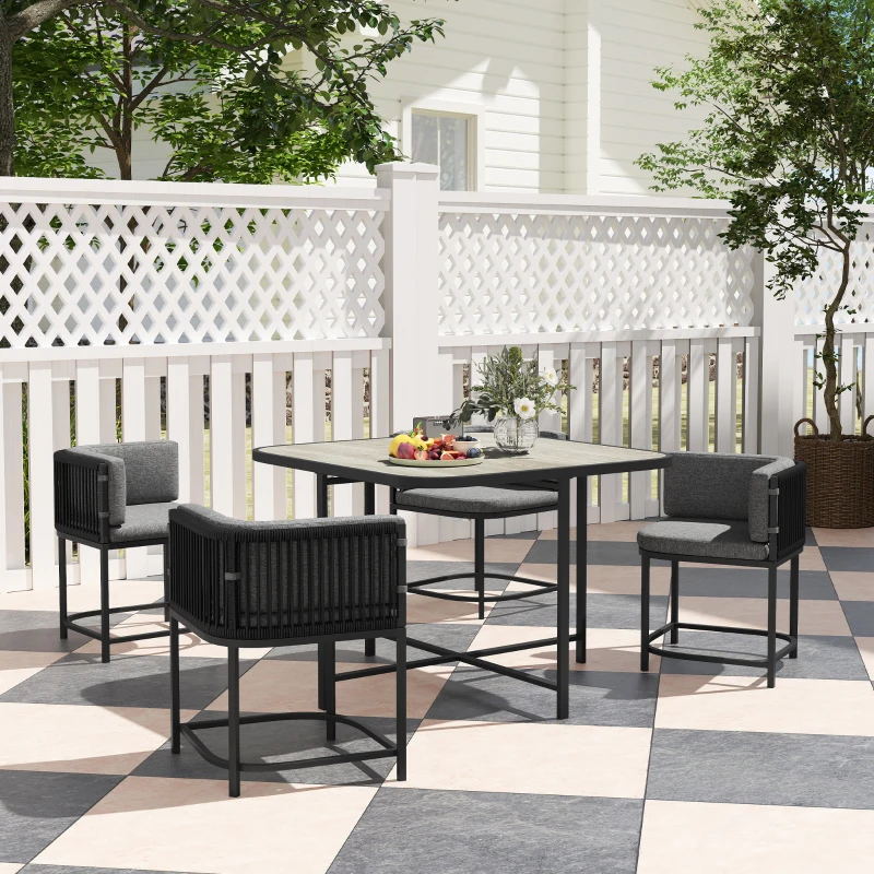 Best 4-Seater Rattan Cube Garden Furniture Set with Cushions - Charcoal Grey - Image 2
