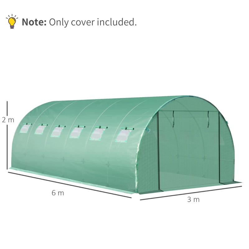 Best 6 x 3 x 2m Greenhouse Replacement Cover ONLY Winter Garden Plant PE Cover for Tunnel Walk-in Greenhouse with Roll-up Windows Door Outdoor, Green - Image 3