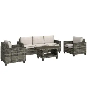 Best Six-Piece Modular Rattan Sofa Set - Light Grey