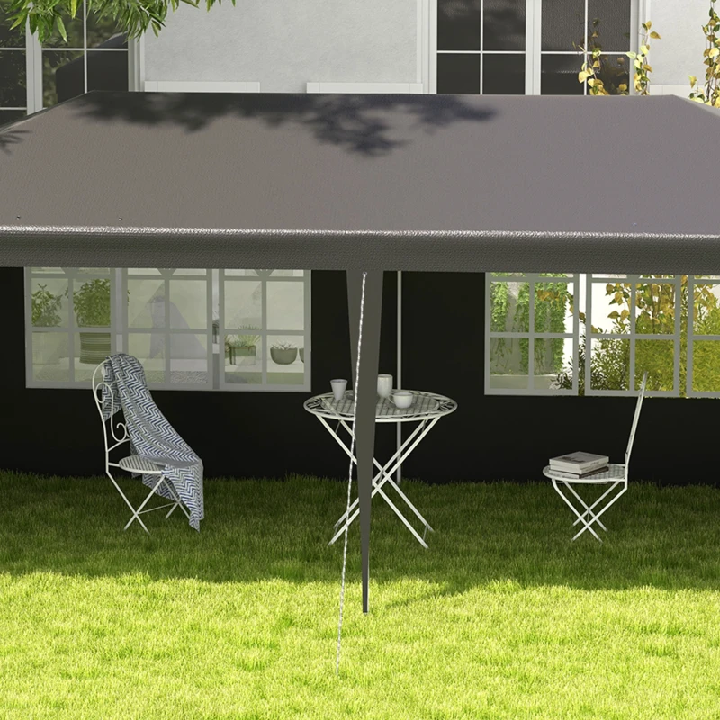 Best 6 x 3 m Party Tent Gazebo Marquee Outdoor Patio Canopy Shelter with Windows and Side Panels Dark Grey - Image 8