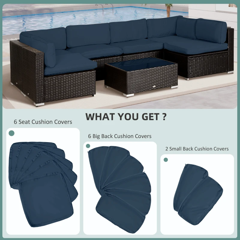 Best Garden Rattan Sofa Cushion Polyester Cover Replacement Outdoor- No Cushion Included, Blue - Image 4
