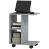 Best C-Shape End Table Unique Storage Unit w/ 2 Shelves 4 Wheels Freestanding Home Office Furniture Cabinet Square Studio Grey - Image 11