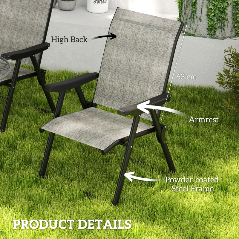 Best Set of Four Folding Outdoor Chairs - Black/Grey - Image 6
