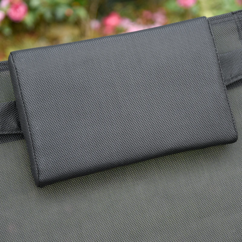 Best Outdoor Garden Rocking Chair, Patio Sun Lounger Rocker Chair with Breathable Mesh Fabric, Removable Headrest Pillow, Armrest, Side Storage Bag, Black - Image 8