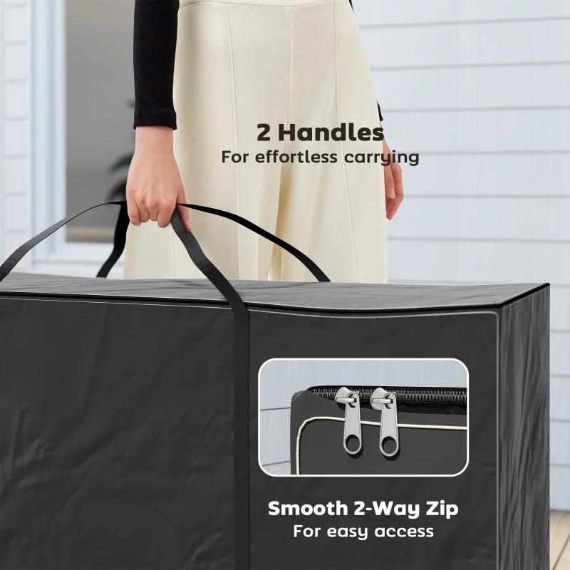 Best 720 L Outdoor Garden Cushion Storage Bag, Heavy Duty 600D Oxford Fabric Waterproof Garden Furniture Cushion Storage Bag with 2-Way Zip for Tent, Christmas Tree, 175 x 55 x 75 cm, Black - Image 7