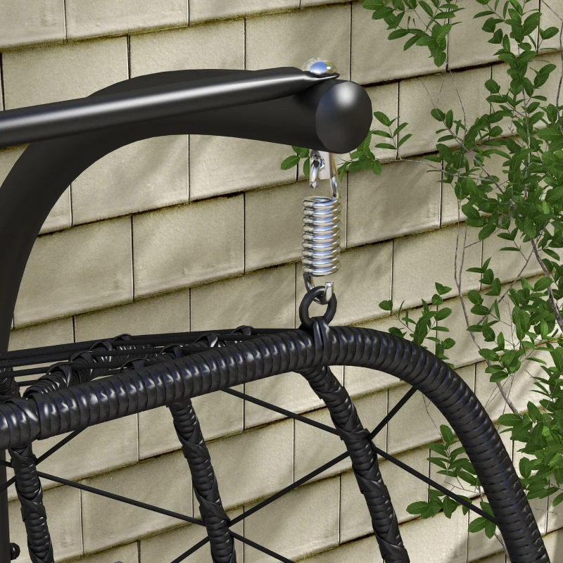 Best Two-Seater Steel Frame Hanging Egg Chair - Black - Image 8