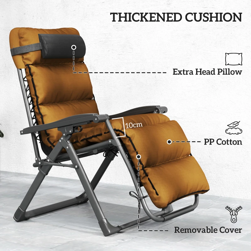 Best Set of Two Reclining Sun Loungers, with Cushion - Brown - Image 6