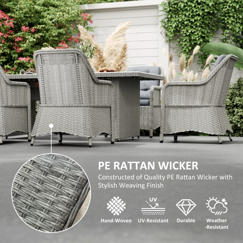 Best Seven-Piece Rattan Dining Set - Mixed Grey - Image 4