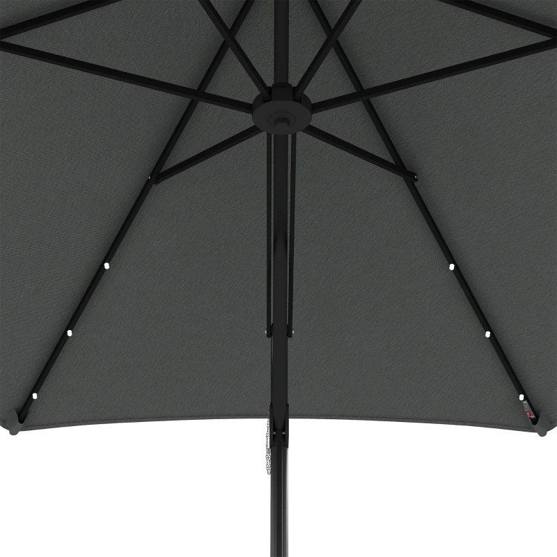 Best 3m LED Parasol Umbrella, with Base and Cover - Grey - Image 9