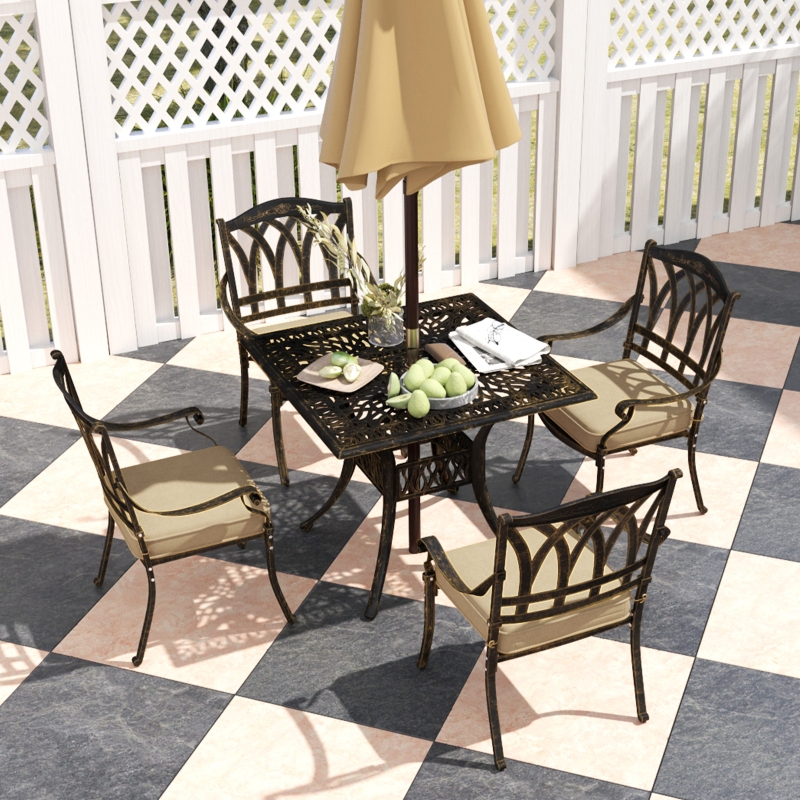 Best Five-Piece Cast Aluminium Garden Dining Set - Bronze Tone - Image 9