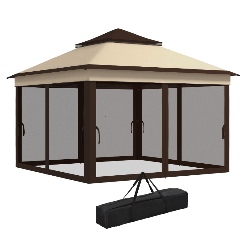 Best 3 x 3(m) Pop Up Gazebo, Height Adjustable Instant Event Shelter with Netting and Carrying Bag, Beige - Image 10