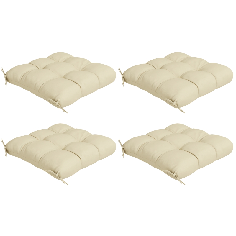 Best 4-Piece Seat Cushion Pillows Replacement, Patio Chair Cushions Set with Ties for Indoor Outdoor, Beige - Image 11