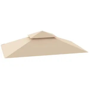 Best Grill Gazebo Replacement Canopy Roof for 1.5 x 2.4m Frame, UPF50+ Protection, Double Tiered 5' x 8' Outdoor BBQ Gazebo Cover Replacement, TOP COVER ONLY, Beige