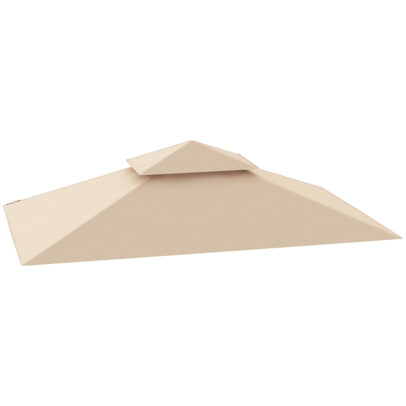 Best Grill Gazebo Replacement Canopy Roof for 1.5 x 2.4m Frame, UPF50+ Protection, Double Tiered 5' x 8' Outdoor BBQ Gazebo Cover Replacement, TOP COVER ONLY, Beige