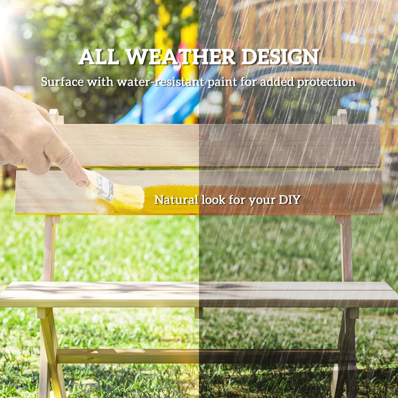 Best 2 Seater Wooden Garden Bench, Fir Wood Outdoor Bench, Garden Loveseat with Slatted Seat, Sloping Back and Wide Feet for Patio, Park, Natural Wood Finish - Image 6