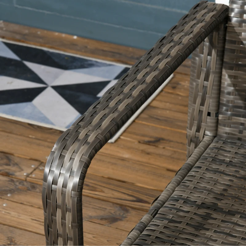 Best 3 Pieces Rattan Bistro Set, Wicker Garden Furniture Set with Storage Coffee Table and Chairs, Thickened Cushions for Outdoor, Patio, Balcony, Grey - Image 8