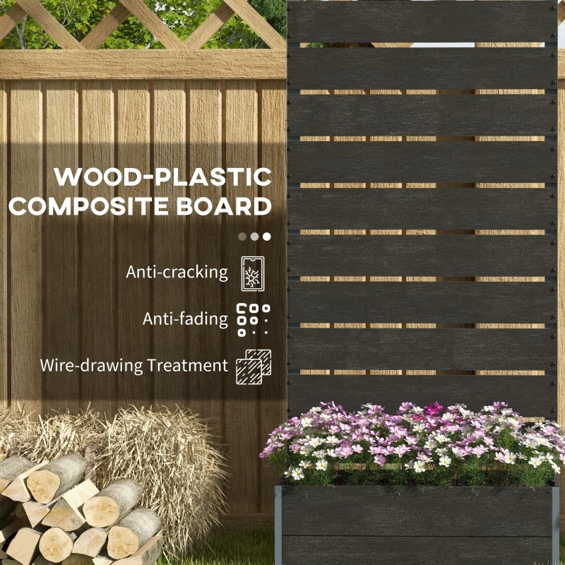 Best 34 x 69.5cm Garden Planter Box, with Back Trellis, Black - Image 5