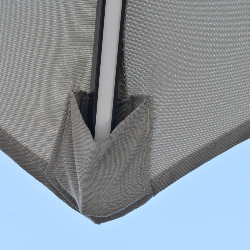 Best 3(m) Cantilever Banana Parasol Hanging Umbrella with Double Roof, LED Solar lights, Crank, 8 Sturdy Ribs and Cross Base for Outdoor, Garden, Patio, Light Grey - Image 8