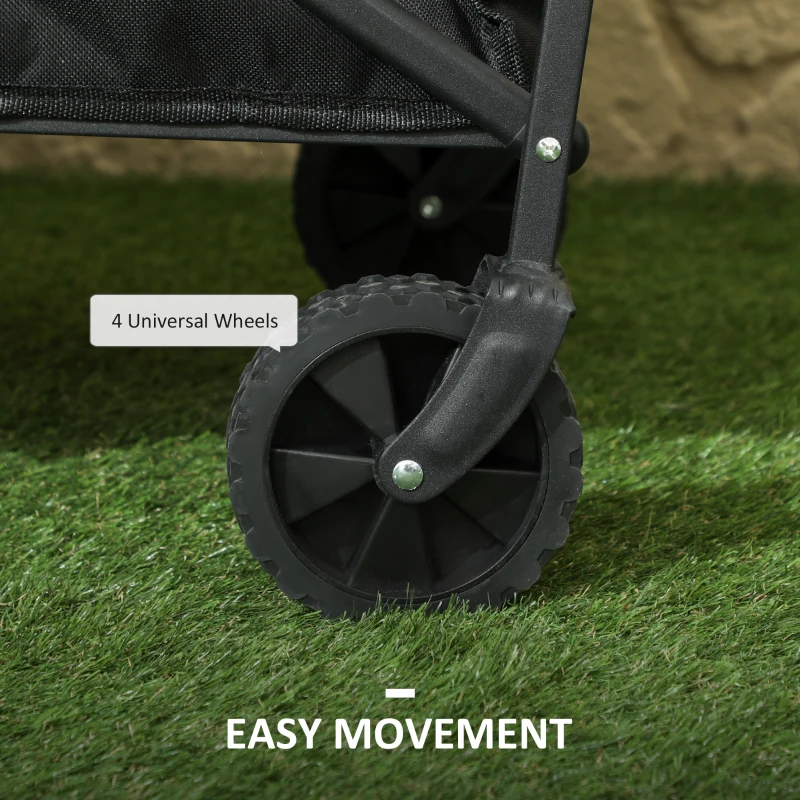 Best 62L Festival Trolley on Wheels, Garden Folding Trolley Cart, 120kg Heavy Duty Collapsible Folding Wagon with Adjustable Handle and Carrying Bag for Beach, Camping, Festival, Black - Image 7