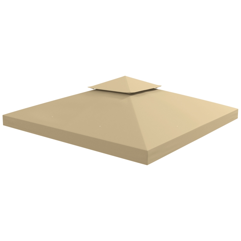 Best 3(m) Gazebo Top Cover Double Tier Canopy Replacement Pavilion Roof Deep Beige - Image 11