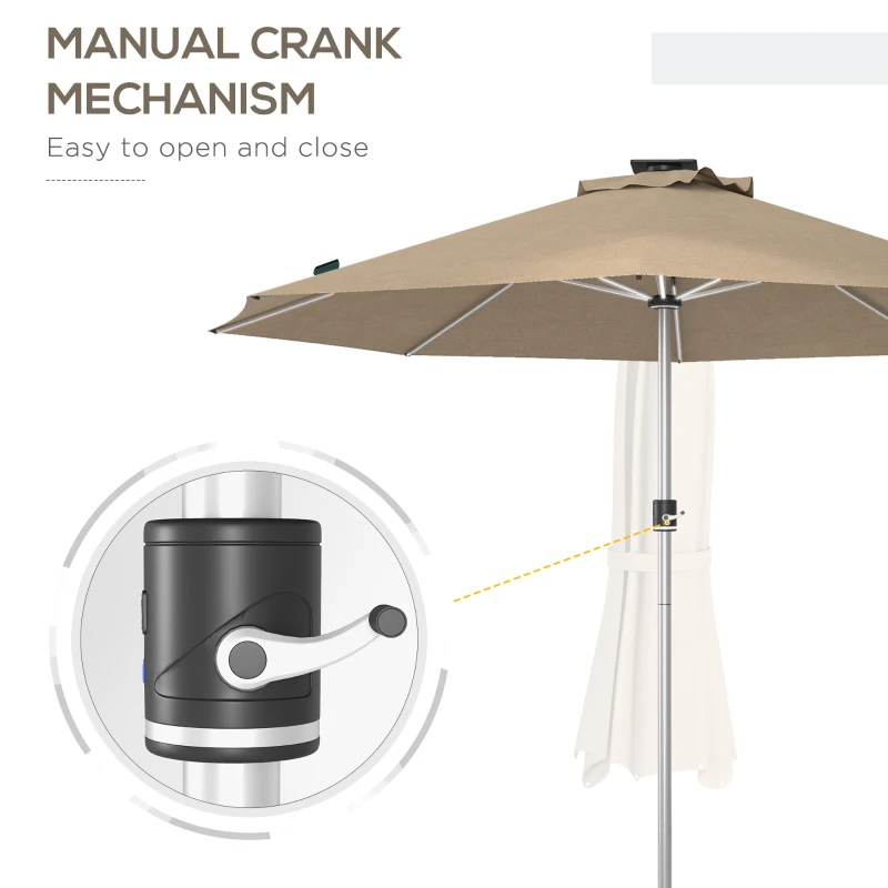 Best 3m Parasol, with Solar-Powered LED Lights - Khaki - Image 6