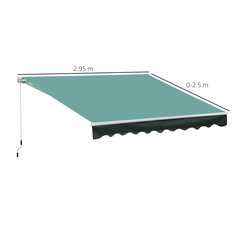 Best 3x2.5 m Sun Shade Canopy Garden Patio Manual Retractable Awning Canopy-Dark Green - Image 3