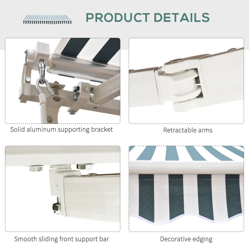 Best Retractable Awning, 2.5x2 m-Dark Green/White - Image 8