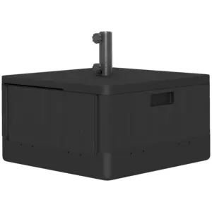 Best Garden Parasol Base Outdoor Umbrella Stand with Wheels Handles, Garden Umbrella Base, Filled Up to 80kg with Stand or 50kg with Water for 38, 48 mm Poles, Black