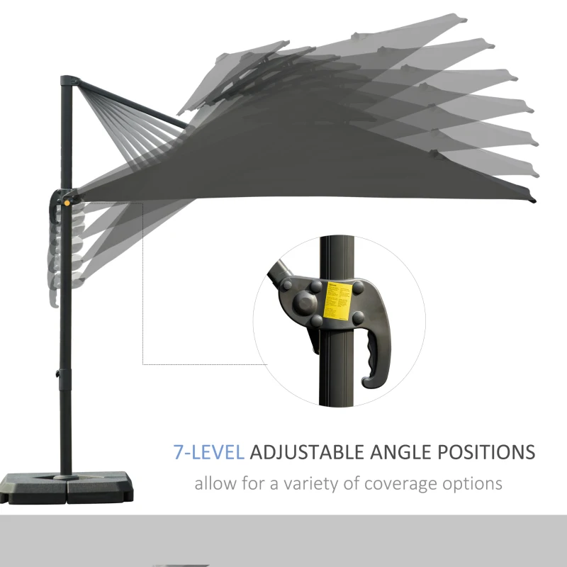 Best Cantilever Parasol 360 Degree Rotation Angle Adjustment Outdoor Market Garden Umbrella - Dark Grey - Image 4