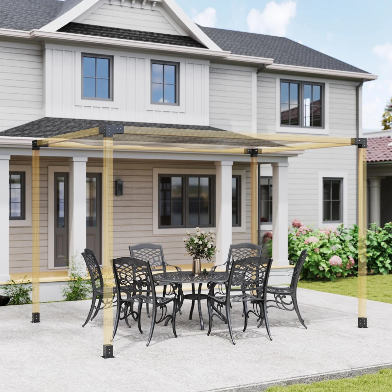 Best Pergola Kit, DIY Pergola Brackets with 3-Way Pergola Corner Brackets and Post Base for 4" x 4" (Actual 3.6" x 3.6") Lumber, 8 PCS Includes Screws - Image 2