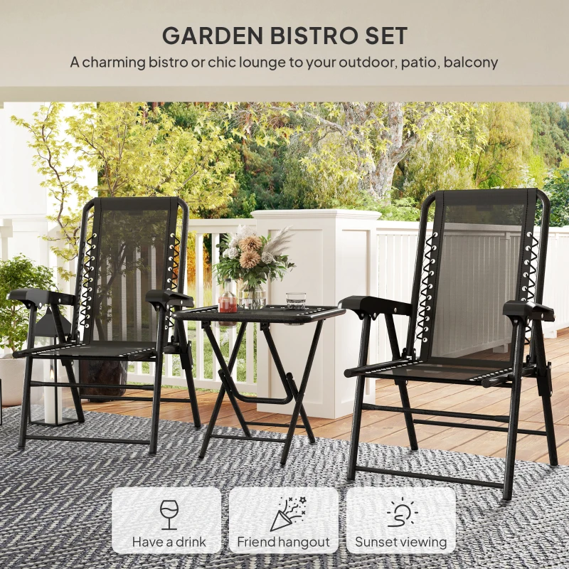 Best Three-Piece Garden Table and Chair Set - Black - Image 4