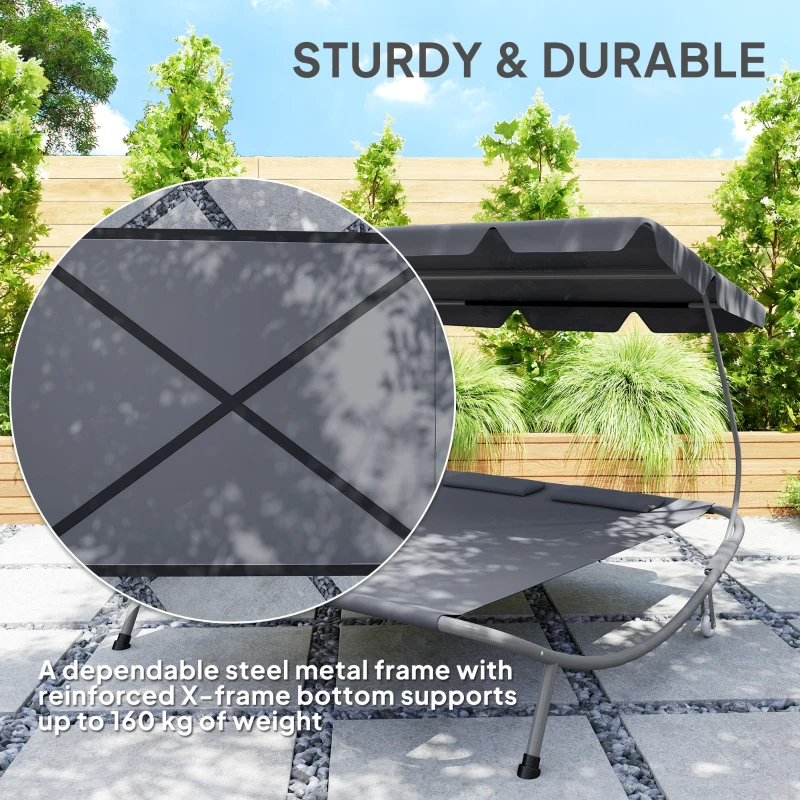 Best Double Outdoor Bed, with Canopy - Light Grey - Image 6