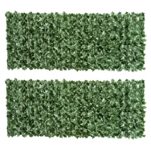 Best 2-Piece Artificial Leaf Hedge Screen Privacy Fence Panel for Garden Outdoor Indoor Decor, Dark Green, 2.4M x 1M