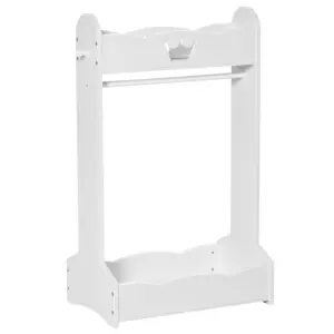 Best Kids Clothes Rail Wooden Hanging Rack with Storage Shelves Children Garment Freestanding Wardrobe for 3-8 Years Toddler, White