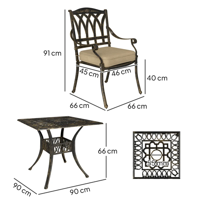 Best Five-Piece Cast Aluminium Garden Dining Set - Bronze Tone - Image 3