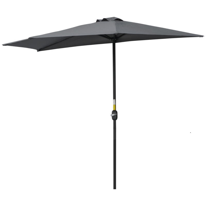 Best 3(m) Half Parasol Semi Round Umbrella Patio Metal Frame Crank Handle for Balcony-- NO BASE INCLUDED, Grey - Image 12