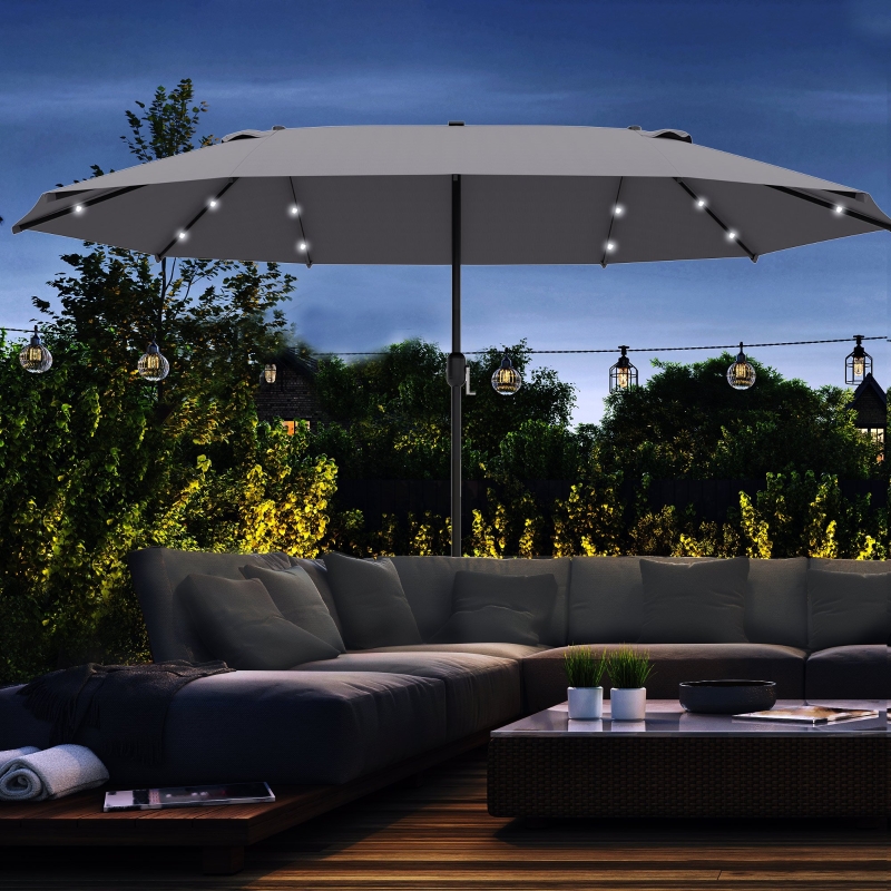 Best 4.4m Double-Sided Sun Umbrella Patio Parasol LED Solar Lights Dark Grey - Image 10
