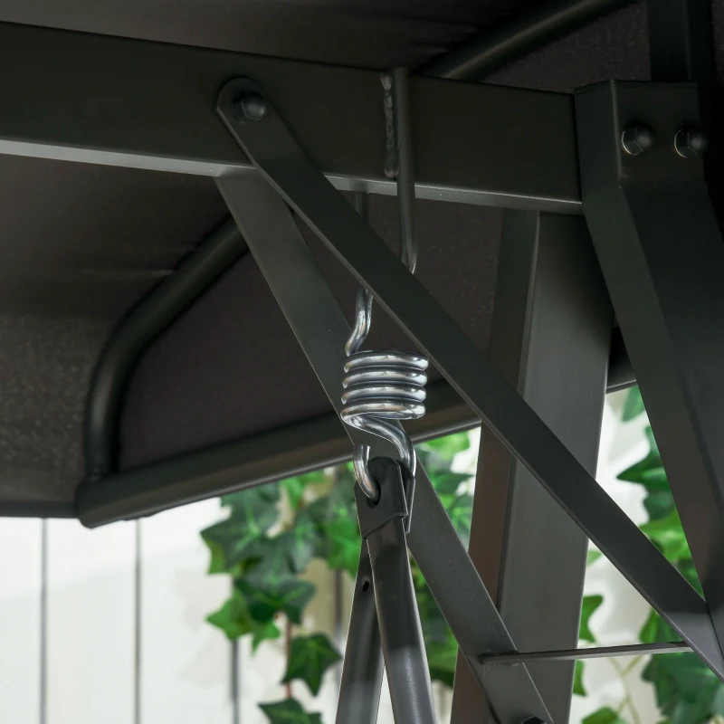 Best 3-Seat Garden Swing Chair, Outdoor Canopy Swing with Removable Cushion, Adjustable Shade, and Slatted Bench, for Porch, Poolside, Backyard, Dark Grey - Image 7