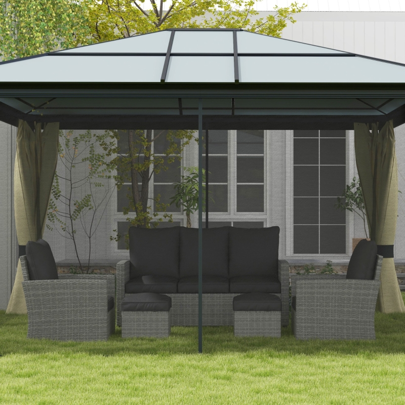 Best Six-Piece Rattan Sofa Set, with Glass-Top Table - Mixed Grey - Image 12