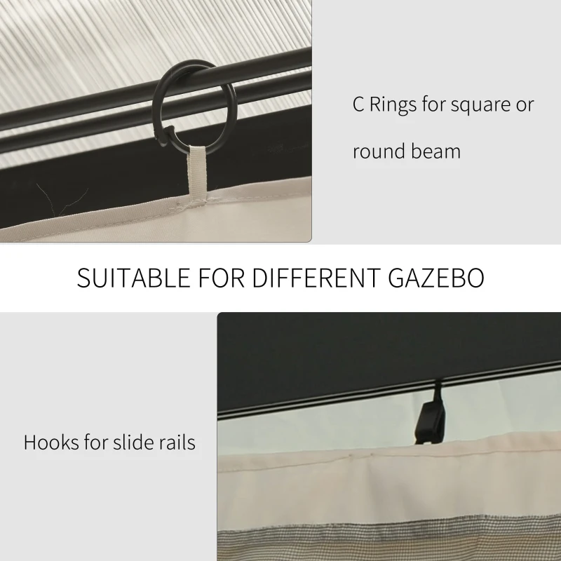 Best Replacement Gazebo Curtains, 4-Panel Gazebo Side Panels Only, for 3 x 3 (M) Gazebos or Pergolas, Hooks/C-Rings Included, Beige - Image 4