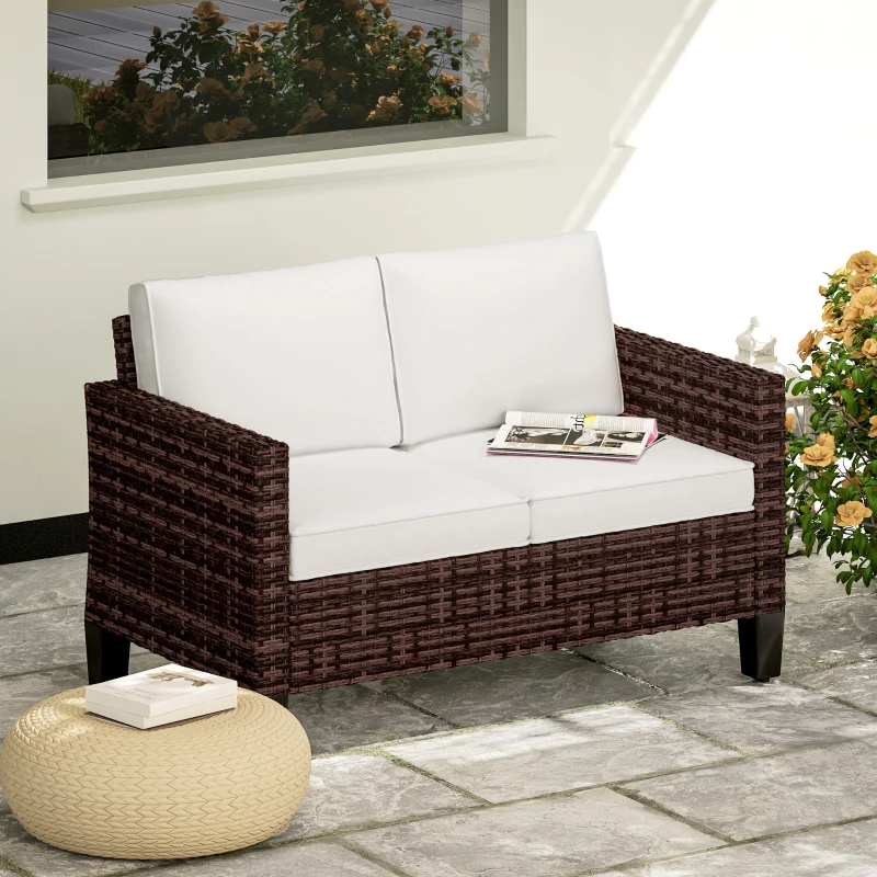 Best Two-Seater Rattan Outdoor Sofa - Brown - Image 2