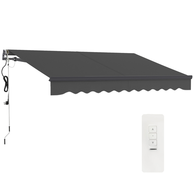 Best 3 x 2.5m Electric Awning with Remote Controller, Aluminium Frame DIY Retractable Awning, UV30+ Sun Shade Canopy for Garden Patio Deck Door Window, Dark Grey