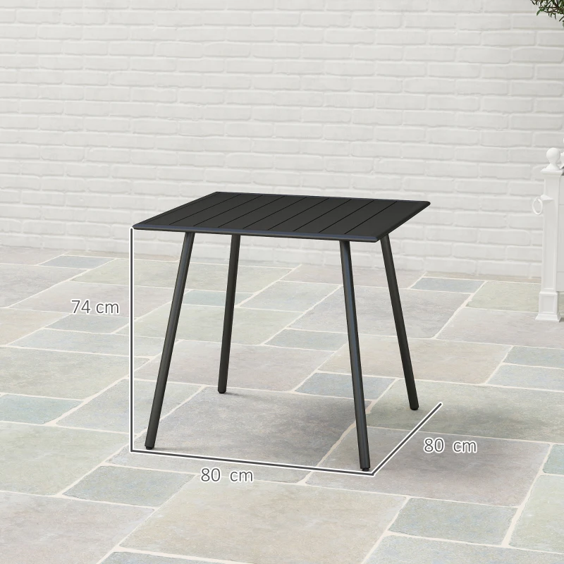 Best Square Garden Table with Slat Top, Steel Frame, Outdoor Table for 4 Person, 80 x 80 x 74 cm, Black - Image 3