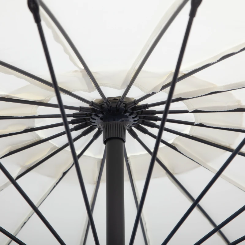 Best 3(m) Cantilever Umbrella 18 Ribs & Vents Adjustable Angle for Patio Cream White - Image 8