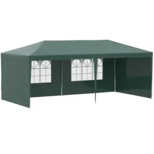 Best 6x3 m Party Tent Gazebo Marquee Outdoor Patio Canopy Shelter with Windows and Side Panels, Green