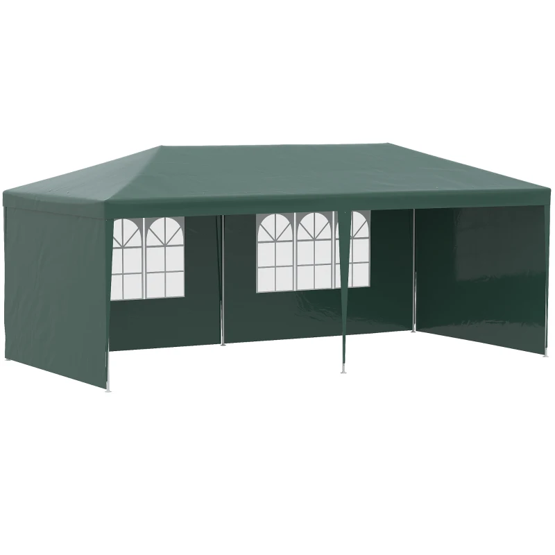 Best 6x3 m Party Tent Gazebo Marquee Outdoor Patio Canopy Shelter with Windows and Side Panels, Green