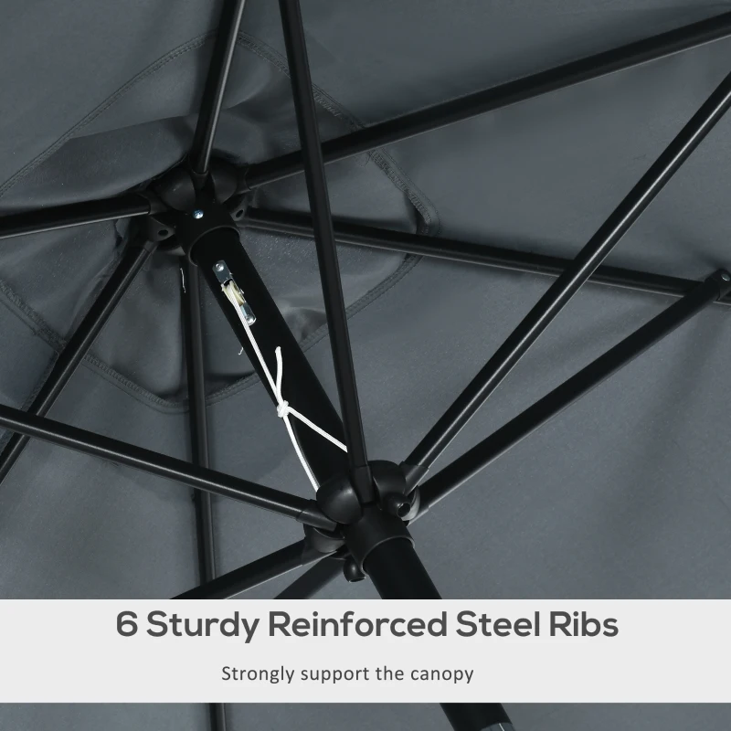 Best 3x2m Patio Parasol Garden Umbrellas Canopy with Aluminum Tilt Crank Rectangular Sun Shade Steel, Dark Grey - Image 7