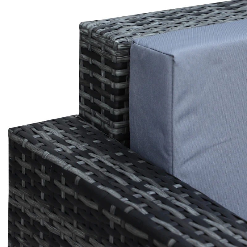 Best 3 Seater All Weather Outdoor Sofa, Garden Rattan Sofa with Cushions and Mental Frame, Grey - Image 8