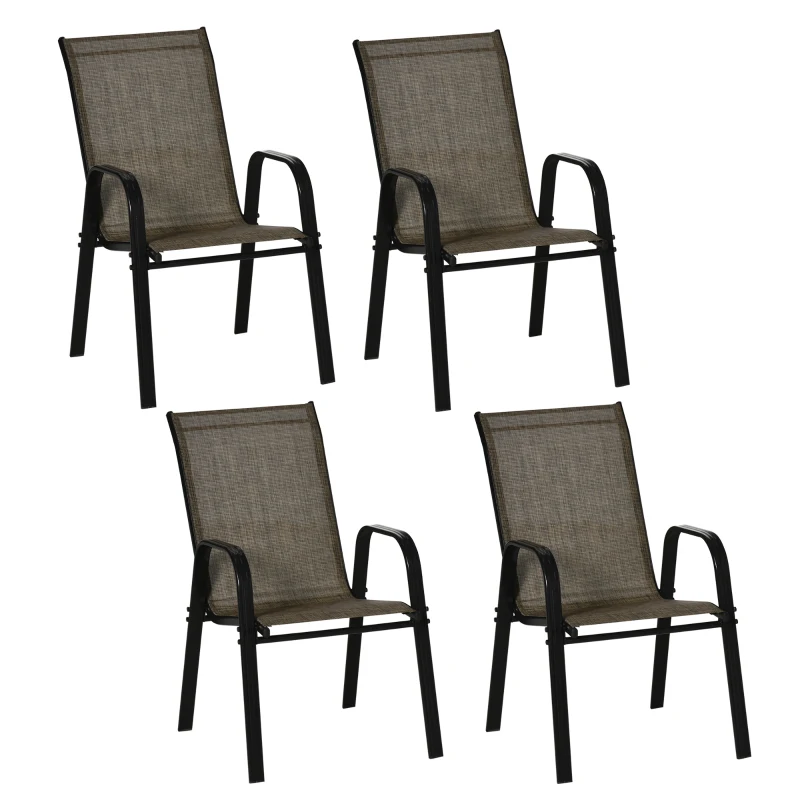 Best Set of Four Stackable Mesh Seat Chairs - Mixed Brown